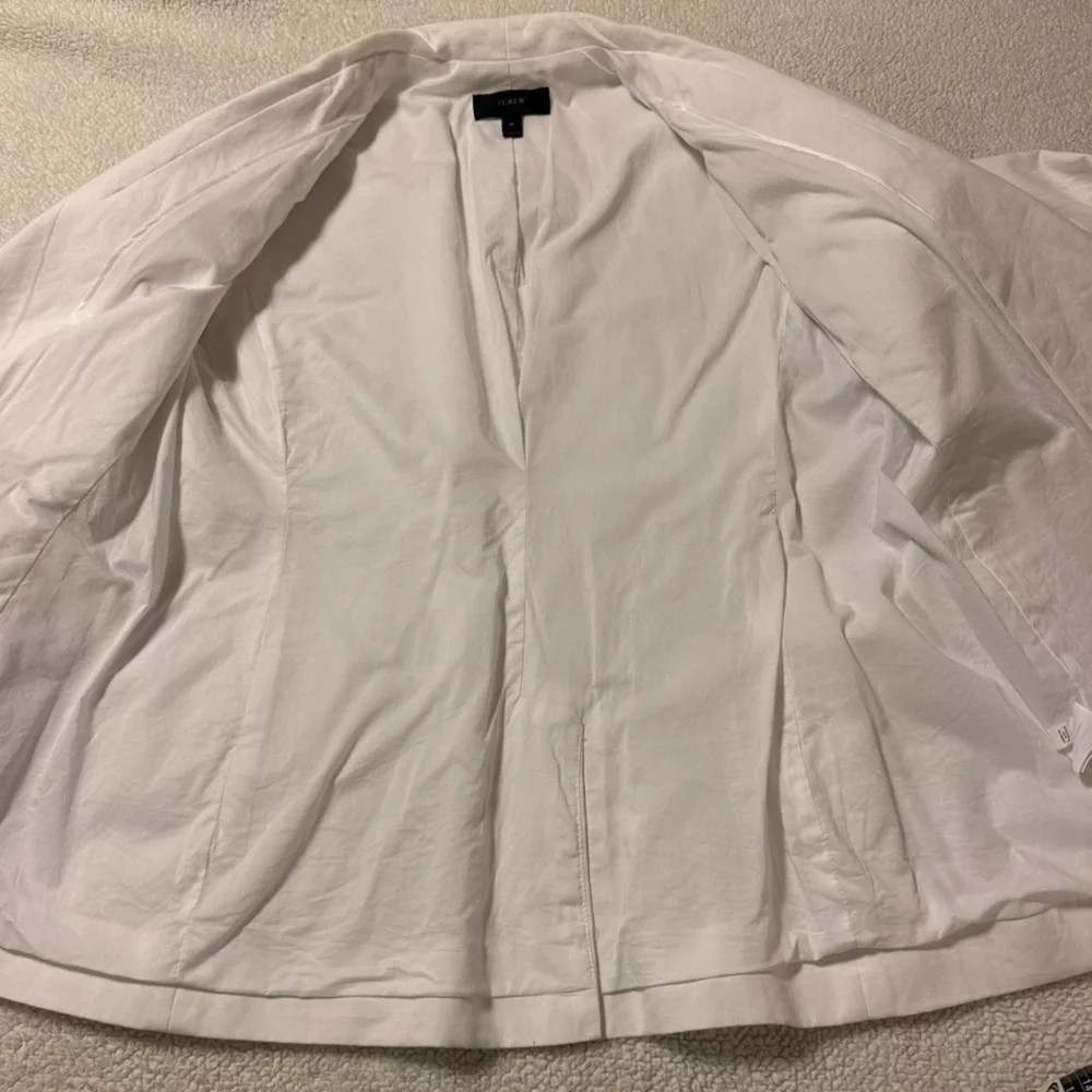 J. Crew White Unstructured Shawl Collar Cotton Linen Blazer Jacket Single-Button